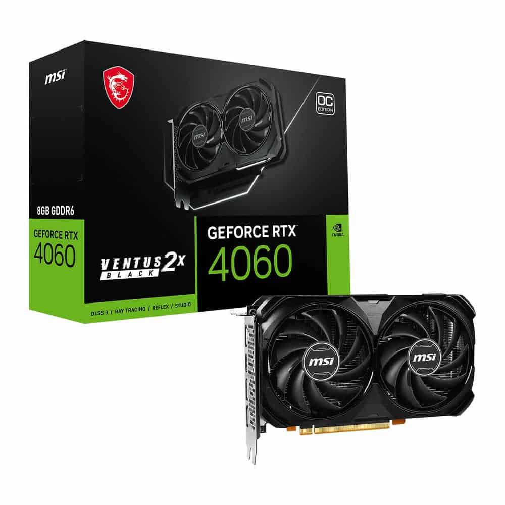 MSI NVIDIA GeForce RTX 4060 8GB VENTUS 2X BLACK 8G OC Ada Lovelace Graphics Card